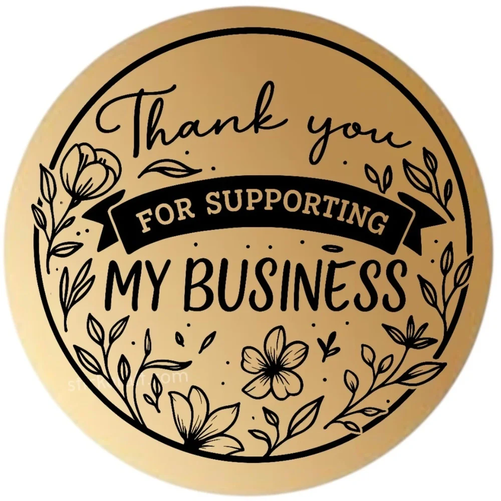 Thank You for Supporting My Business Sticker 2” | Floral Label for Packaging